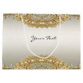 Gouden  Bloemen Geschenktas Groot Cadeauzakje (Achterkant)