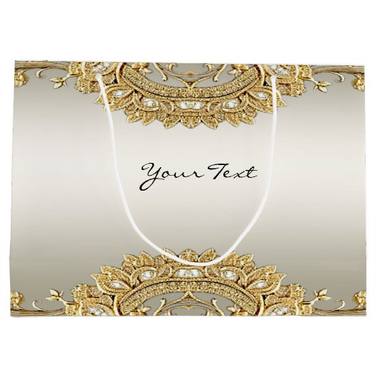 Gouden  Bloemen Geschenktas Groot Cadeauzakje (Achterkant)