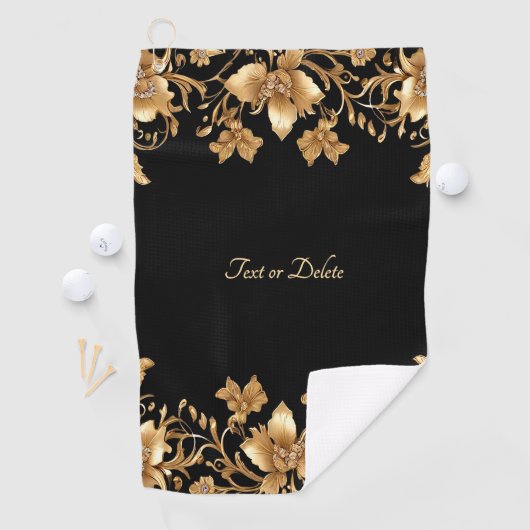 Gouden Bloemen Golf Handdoek (Insitu)