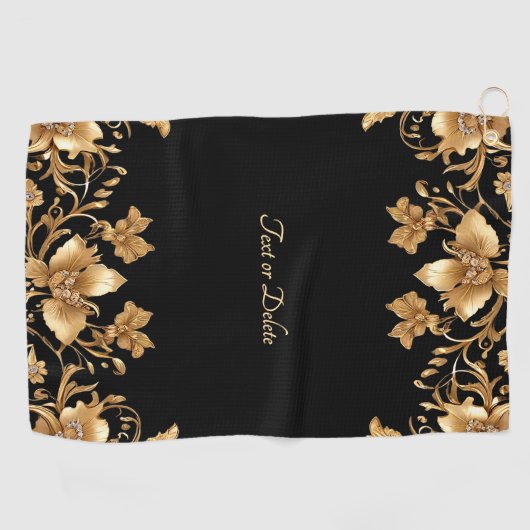 Gouden Bloemen Golf Handdoek (Horizontaal)