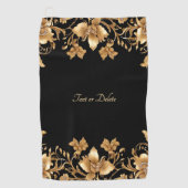 Gouden Bloemen Golf Handdoek (Voorkant)