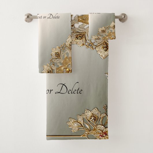 Gouden  Bloemen Handdoek Set (Insitu)