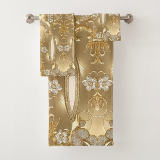 Gouden  Bloemen Handdoek Set (Insitu)