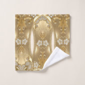 Gouden  Bloemen Handdoek Set (Wasdoekje)