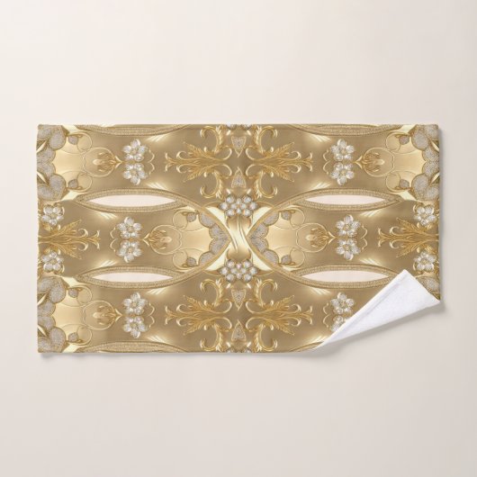 Gouden Bloemen Handdoek Set (Handdoek)