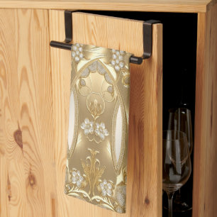 Gouden  Bloemen Keuken Handdoeken