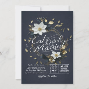 Gouden Bloemen krans EAT Drink & Be Married Bruilo Kaart