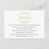 Gouden bloemen lijst bruiloft details insert kaart (Voorkant)