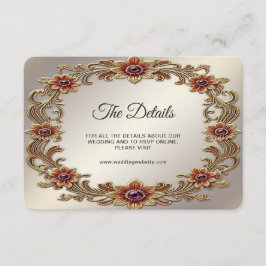 Gouden Bloemen Lijst met Rode Stenen Detail Informatiekaartje