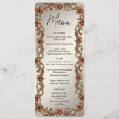 Gouden Bloemen Lijst met Rode Stenen Menu (Voorkant)