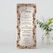 Gouden Bloemen Lijst met Rode Stenen Menu (Staand voorkant)