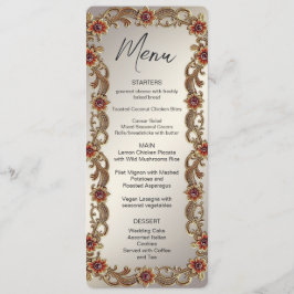 Gouden Bloemen Lijst met Rode Stenen Menu