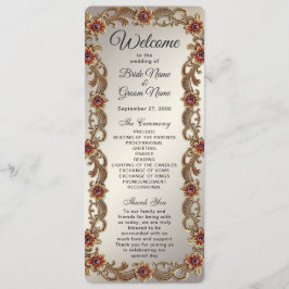 Gouden Bloemen Lijst met Rode Stenen Trouwprogramm Programma