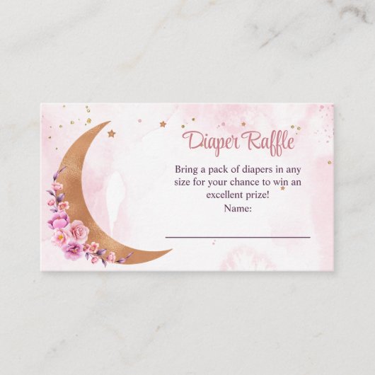 Gouden Bloemen Maan Luier Raffle Informatiekaartje (Voorkant)