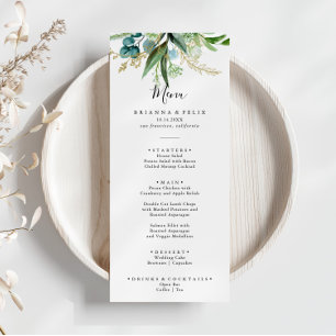 Gouden bloemen met tropisch groen diner menu