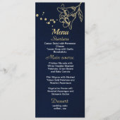 Gouden Bloemen Navy Blue Menu (Voorkant)