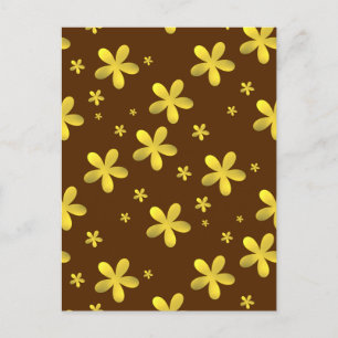 gouden bloemen op bruine achtergrond briefkaart