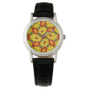 Gouden bloemen patroon horloge