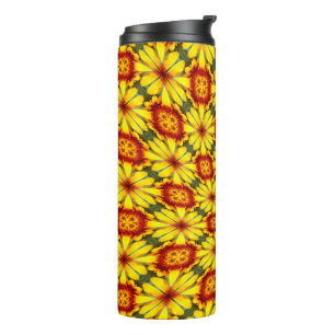 Gouden bloemen patroon thermosbeker