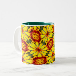 Gouden bloemen patroon tweekleurige koffiemok