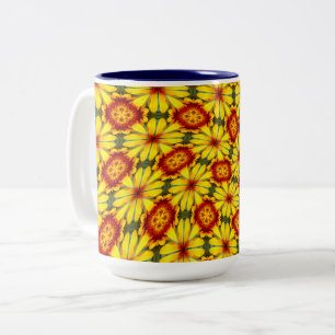 Gouden bloemen patroon tweekleurige koffiemok