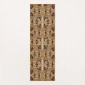 Gouden Bloemen Rode Decoratieve Yoga Mat (Voorkant)
