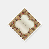 Gouden Bloemen Rode Edelsteen Servetten (Hoek)