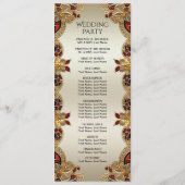 Gouden Bloemen Rode Edelsteen Splendor Wedding Programma (Achterkant)