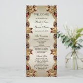 Gouden Bloemen Rode Edelsteen Splendor Wedding Programma (Staand voorkant)