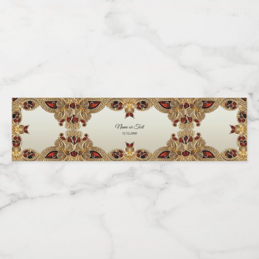 Gouden Bloemen Rode Edelsteen Water Fles Label Waterfles Etiket (Enkel label)