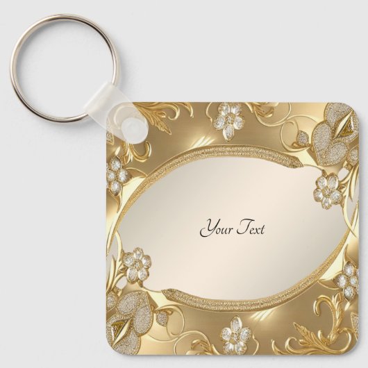 Gouden  Bloemen Sleutelhanger (Voorkant)