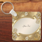 Gouden  Bloemen Sleutelhanger (Voorkant)