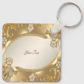 Gouden  Bloemen Sleutelhanger (Achterkant)