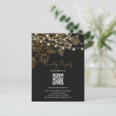 Gouden Bloemen String Lights Bruiloft RSVP Kaartje (Staand voorkant)