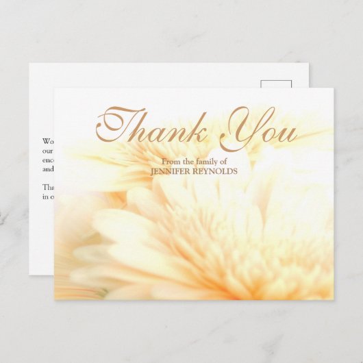 Gouden Bloemen Sympathie Begrafenis Dank u Briefkaart (Voorkant / Achterkant)