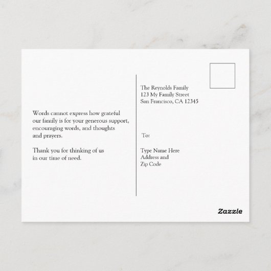 Gouden Bloemen Sympathie Begrafenis Dank u Briefkaart (Achterkant)