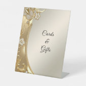 Gouden Bloemen Tafelblad Tekenen Reclamebord Met Voetstuk (Voorkant)