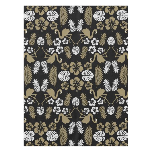 Gouden Bloemen Tropisch Patroon Tafelkleed (Voorkant)
