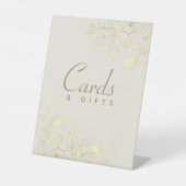 Gouden Bloemen Trouwkaarten & Geschenken Teken Reclamebord Met Voetstuk (Voorkant)