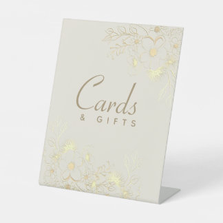 Gouden Bloemen Trouwkaarten & Geschenken Teken Reclamebord Met Voetstuk