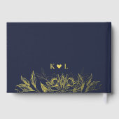 "Gouden Bloemen van Liefde" | Romantische marine b Gastenboek (Achterkant)