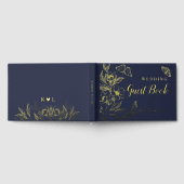 "Gouden Bloemen van Liefde" | Romantische marine b Gastenboek (Volledig)