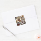 Gouden bloemen vierkante sticker (Envelop)