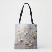 Gouden Bloemen: Wit Tas met Elegant Bloemen Desi (Voorkant)