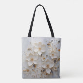 Gouden Bloemen: Wit Tas met Elegant Bloemen Desi (Achterkant)