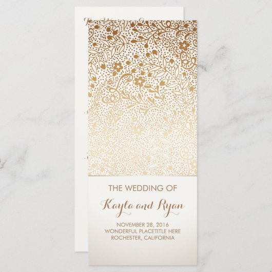 Gouden Bloemen Witte Trouwprogramma's Programma (Voorkant / Achterkant)