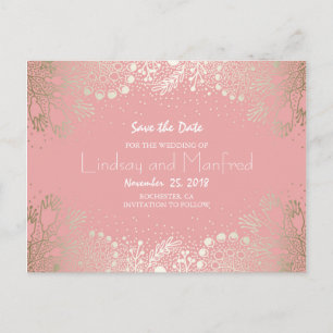 Gouden Bloemen - Wonderland Garden Save the Date Aankondigingskaart
