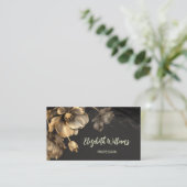 Gouden Bloemen Zwart Visitekaartje (Staand voorkant)