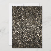 Gouden Bloemen Zwarte Huwelijksuitnodigingen Kaart (Achterkant)