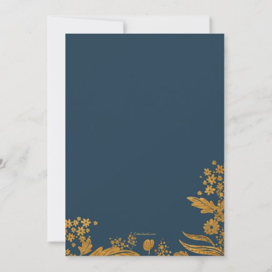 Gouden Bloemenaankondiging Kaart (Achterkant)